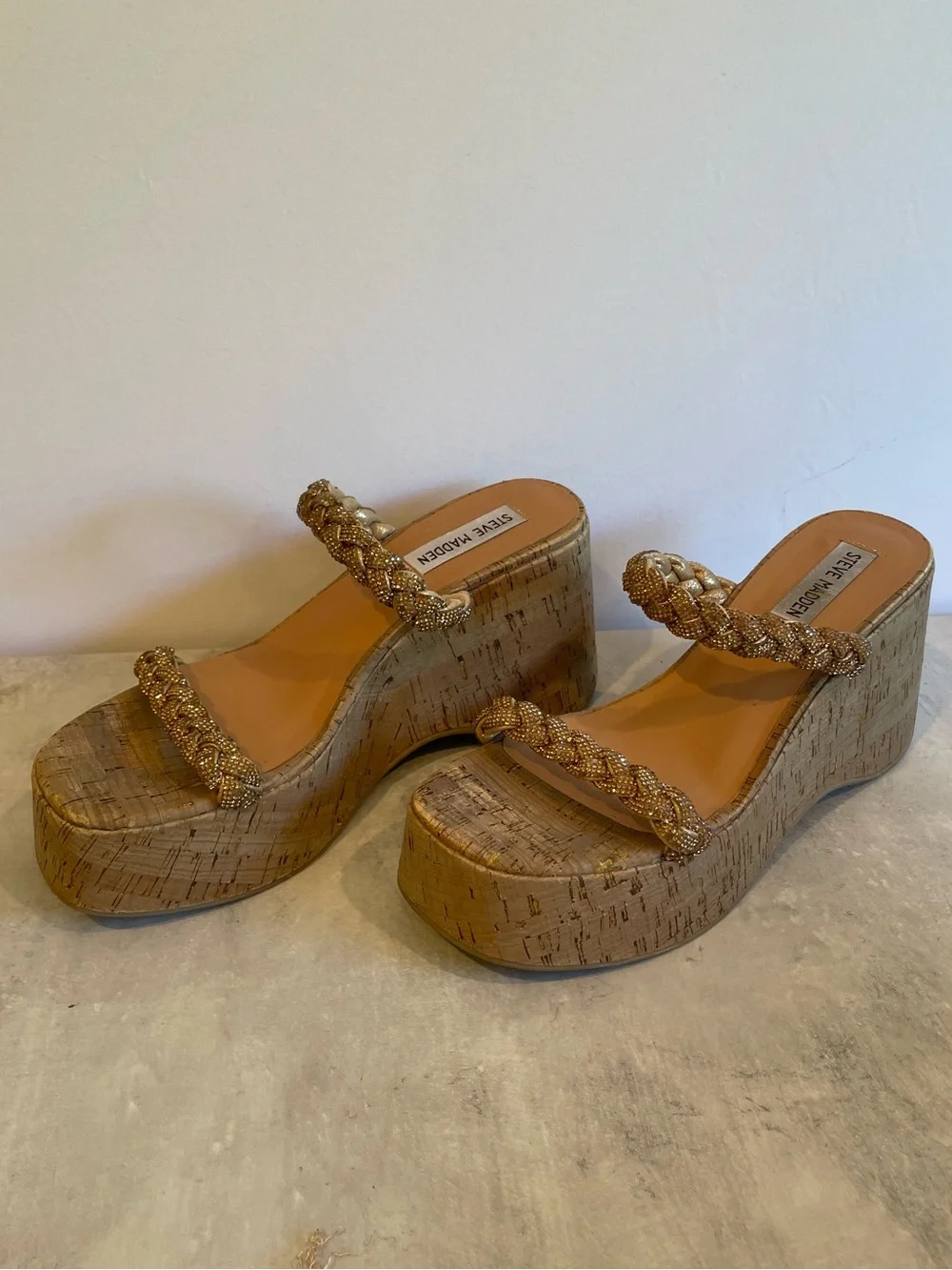 Steve Madden Danya Rhinestone Wedge Sandals - size 7